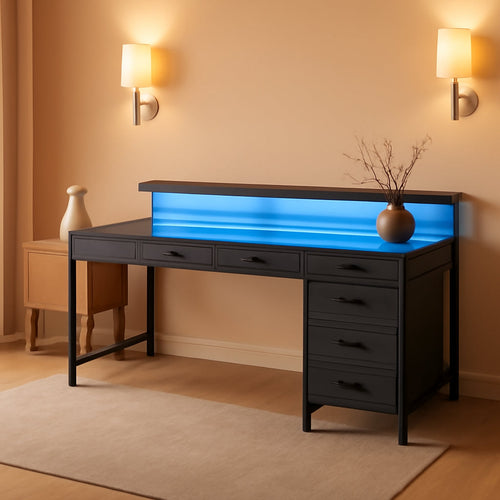 47 Inch RGB Gaming Desk For Home Office And Gaming Setup-0