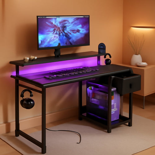 40 Inch Black Gaming Desk For Home Office Setup Workspace-0